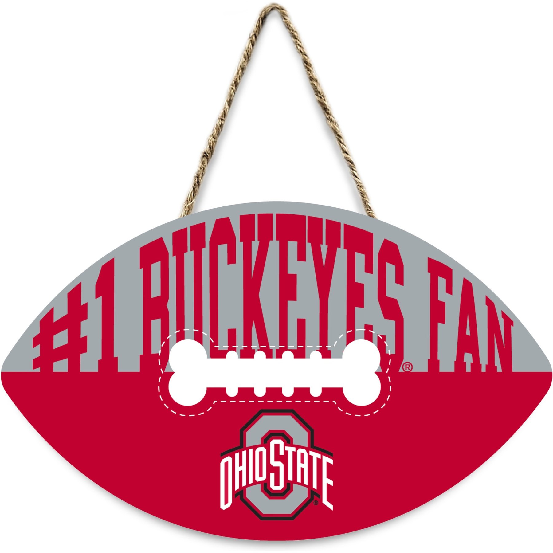 Pets First NCAA Football Shape Sign, Ohio State Buckeyes