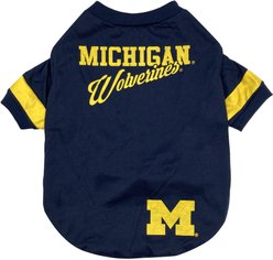 Pets First NCAA Michigan Dog & Cat Stripe Tee, Large