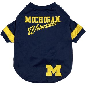 Pets First NCAA Michigan Dog & Cat Stripe Tee, Medium