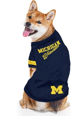 Show full view: Pets First NCAA Michigan Dog & Cat Stripe Tee, Medium slide 3 of 6