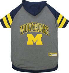 Pets First NCAA Michigan Hoodie Dog & Cat Tee Shirt, Medium