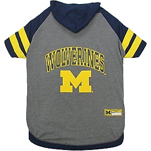 Pets First NCAA Michigan Hoodie Dog & Cat Tee Shirt, Medium