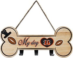 Pets First NFL Bone Shape Sign with Hooks, Cincinnati Bengals