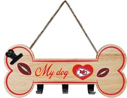 Pets First NFL Bone Shape Sign with Hooks, Kansas City Chiefs
