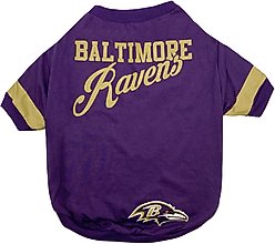 Pets First NFL Dog & Cat Stripe T-Shirt, Baltimore Ravens, Large