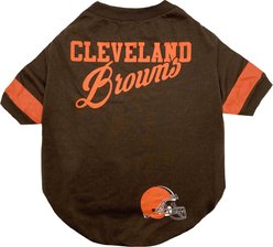 Pets First NFL Dog & Cat Stripe T-Shirt, Cleveland Browns, Medium