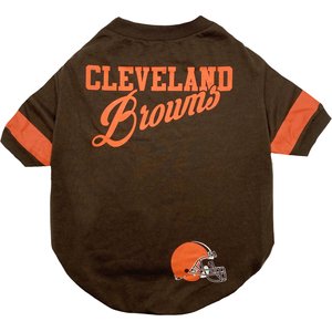 Pets First NFL Dog & Cat Stripe T-Shirt, Cleveland Browns, Medium
