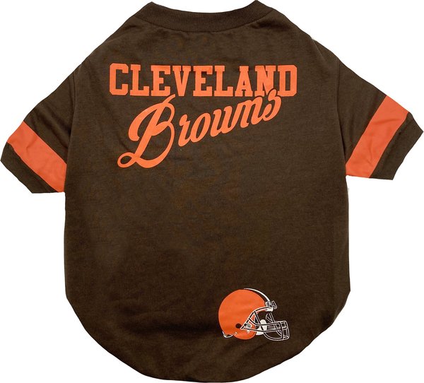 Show full view: Pets First NFL Dog & Cat Stripe T-Shirt, Cleveland Browns, Small slide 1 of 6