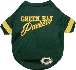 Pets First NFL Dog & Cat Stripe T-Shirt, Green Bay Packers, Medium