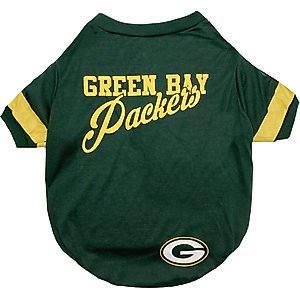 Pets First NFL Dog & Cat Stripe T-Shirt, Green Bay Packers, Medium