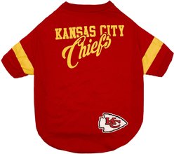 Pets First NFL Dog & Cat Stripe T-Shirt, Kansas City Chiefs, Large