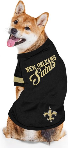 Show full view: Pets First NFL Dog & Cat Stripe T-Shirt, New Orleans Saints, Large slide 2 of 5