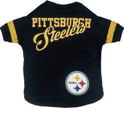 Pets First NFL Dog & Cat Stripe T-Shirt, Pittsburgh Steelers, Medium