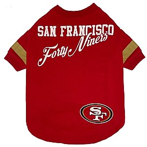 Pets First NFL Dog & Cat Stripe T-Shirt, San Francisco 49ers, Small