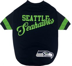 Pets First NFL Dog & Cat Stripe T-Shirt, Seattle Seahawks, Large