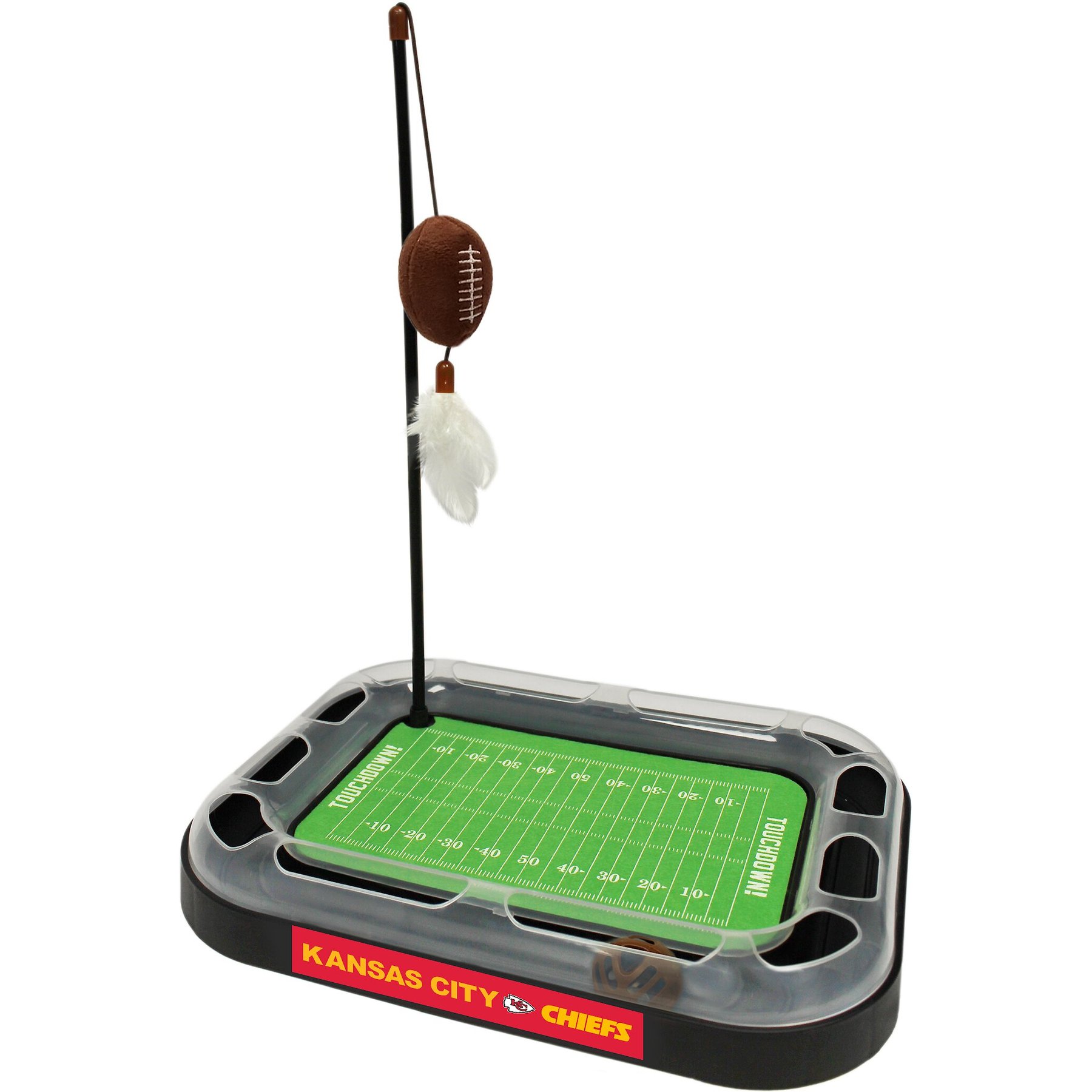 Pets First NFL Football Field Cat Scratcher Toy with Catnip, Kansas City Chiefs