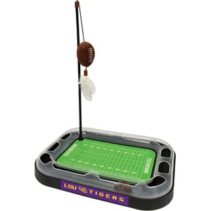 Pets First NFL Football Field Cat Scratcher Toy with Catnip, LSU Football
