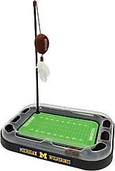 Pets First NFL Football Field Cat Scratcher Toy with Catnip, Michigan Football