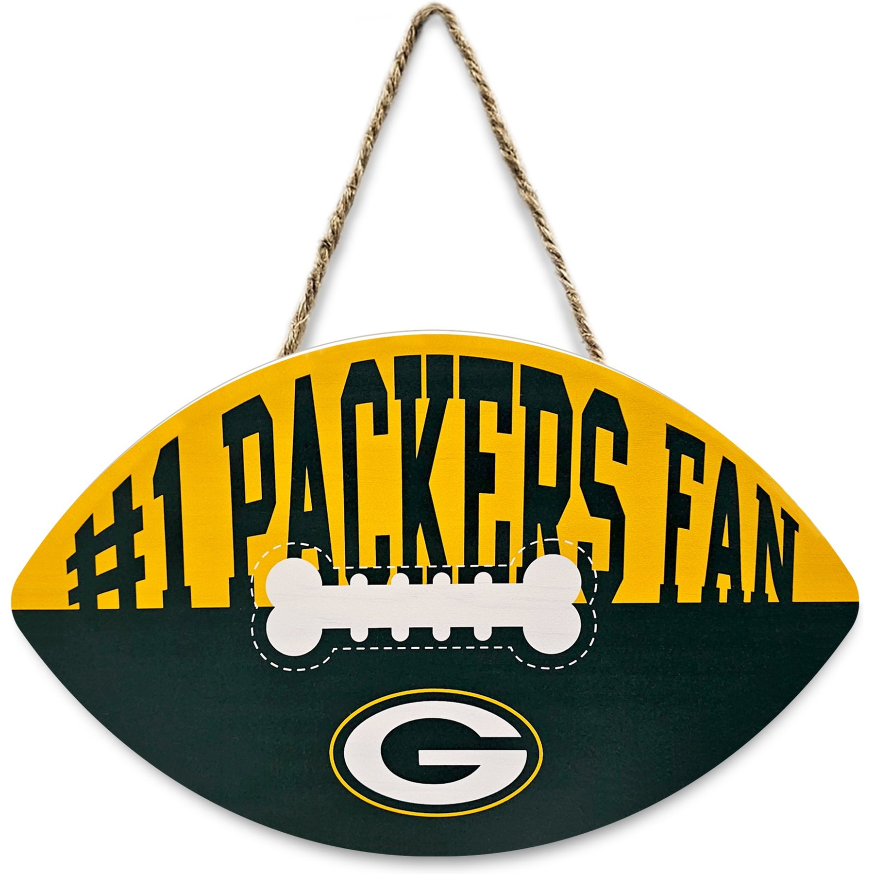 Pets First NFL Football Shape Sign, Green Bay Packers