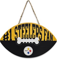 Pets First NFL Football Shape Sign, Pittsburgh Steelers