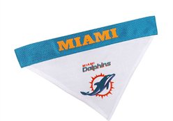 Pets First NFL Reversible Dog & Cat Bandana, Miami Dolphins, Small/Medium