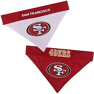 Pets First NFL Reversible Dog & Cat Bandana, San Francisco 49ers, Small/Medium
