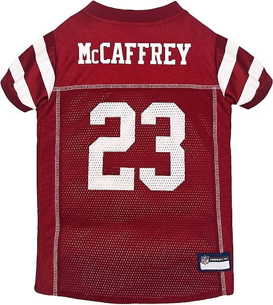 Show full view: Pets First NFLPA Christian Mccaffrey Dog & Cat Jersey, Large slide 1 of 6
