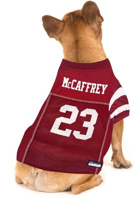 Show full view: Pets First NFLPA Christian Mccaffrey Dog & Cat Jersey, Medium slide 5 of 7