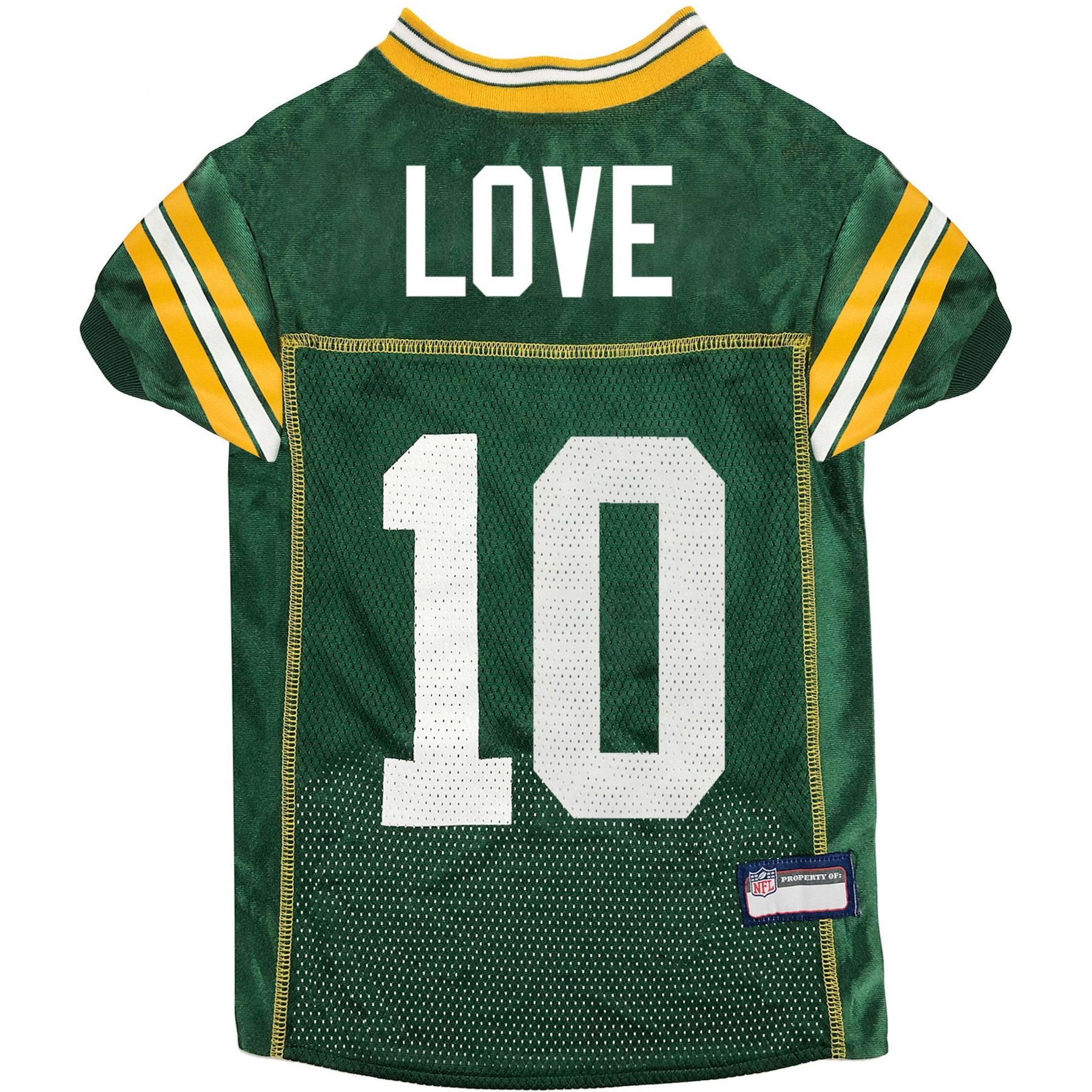 Pets First NFL Jordan Love Dog & Cat Jersey, Large
