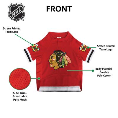 Show full view: Pets First NHL Dog & Cat Jersey, Chicago Blackhawks, Large slide 5 of 7