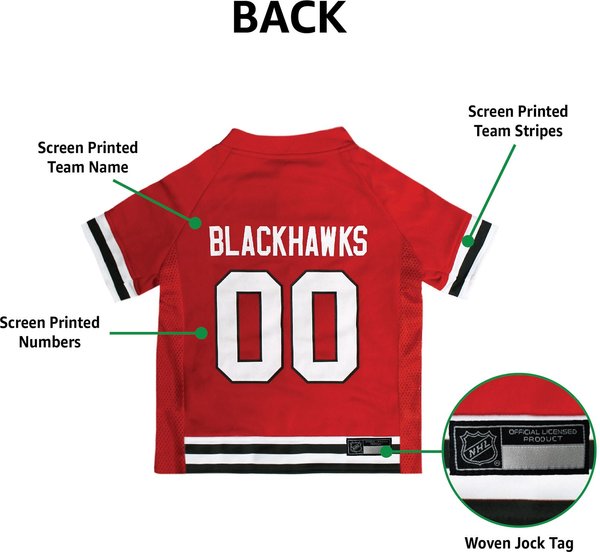 Show full view: Pets First NHL Dog & Cat Jersey, Chicago Blackhawks, Large slide 4 of 7