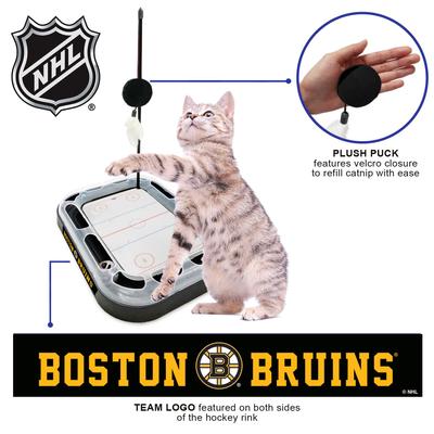 Show full view: Pets First NHL Hockey Rink Cat Scratcher Toy with Catnip, Boston Bruins  slide 3 of 6
