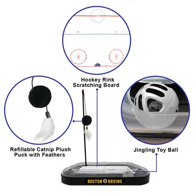 Show full view: Pets First NHL Hockey Rink Cat Scratcher Toy with Catnip, Boston Bruins  slide 4 of 6