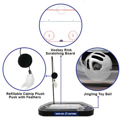 Show full view: Pets First NHL Hockey Rink Cat Scratcher Toy with Catnip, Tampa Bay Lightning  slide 3 of 5