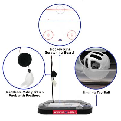 Show full view: Pets First NHL Hockey Rink Cat Scratcher Toy with Catnip, Washington Capitals  slide 2 of 5