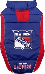 Pets First NHL Ny Rangers Dog & Cat Puffer Vest, Large