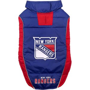 Pets First NHL Ny Rangers Dog & Cat Puffer Vest, Small