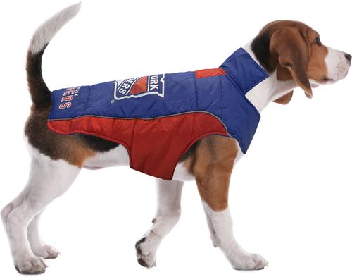 Show full view: Pets First NHL Ny Rangers Dog & Cat Puffer Vest, Small slide 6 of 6