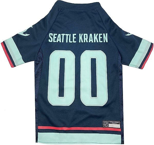 Show full view: Pets First NHL Seattle Kraken Dog & Cat Jersey, X-Large slide 1 of 5