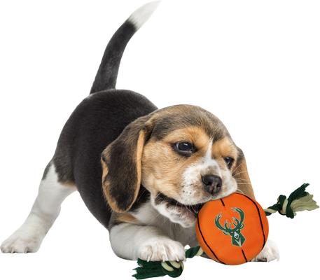 Show full view: Pets First NBA Basketball Tough Squeaky Plush Dog Chew Toy, Milwaukee Bucks slide 5 of 7