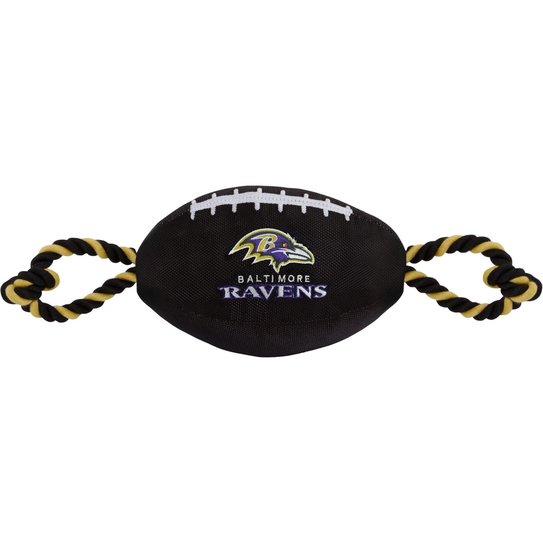 Pets First Nylon Football Tough Squeaky Dog Chew Toy, Baltimore Ravens