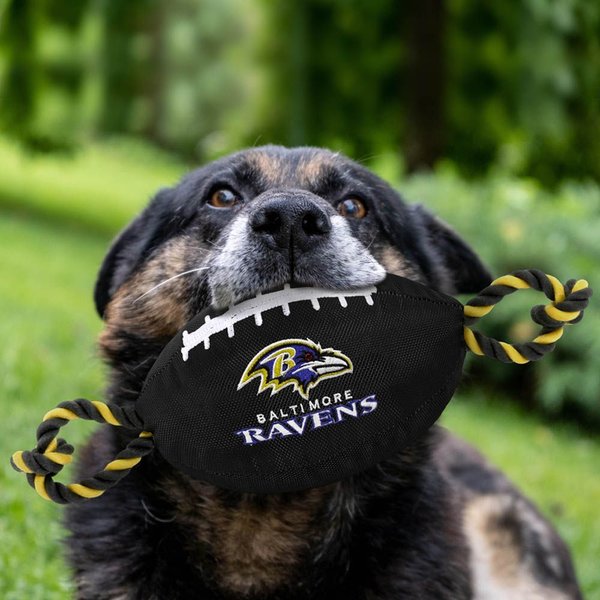 Show full view: Pets First Nylon Football Tough Squeaky Dog Chew Toy, Baltimore Ravens slide 2 of 6