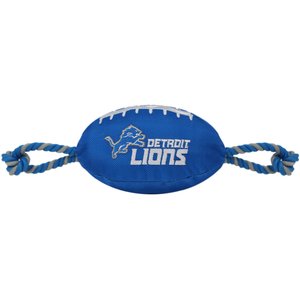 Pets First Nylon Football Tough Squeaky Dog Chew Toy, Detroit Lions