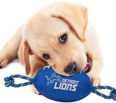 Show full view: Pets First Nylon Football Tough Squeaky Dog Chew Toy, Detroit Lions slide 4 of 7