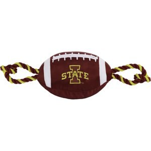 Pets First Nylon Football Tough Squeaky Dog Chew Toy, Iowa State