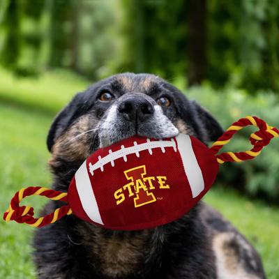 Show full view: Pets First Nylon Football Tough Squeaky Dog Chew Toy, Iowa State slide 3 of 7