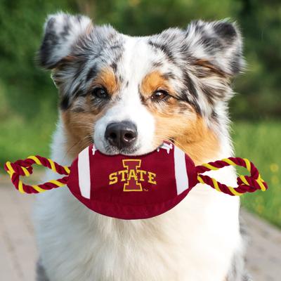 Show full view: Pets First Nylon Football Tough Squeaky Dog Chew Toy, Iowa State slide 5 of 7