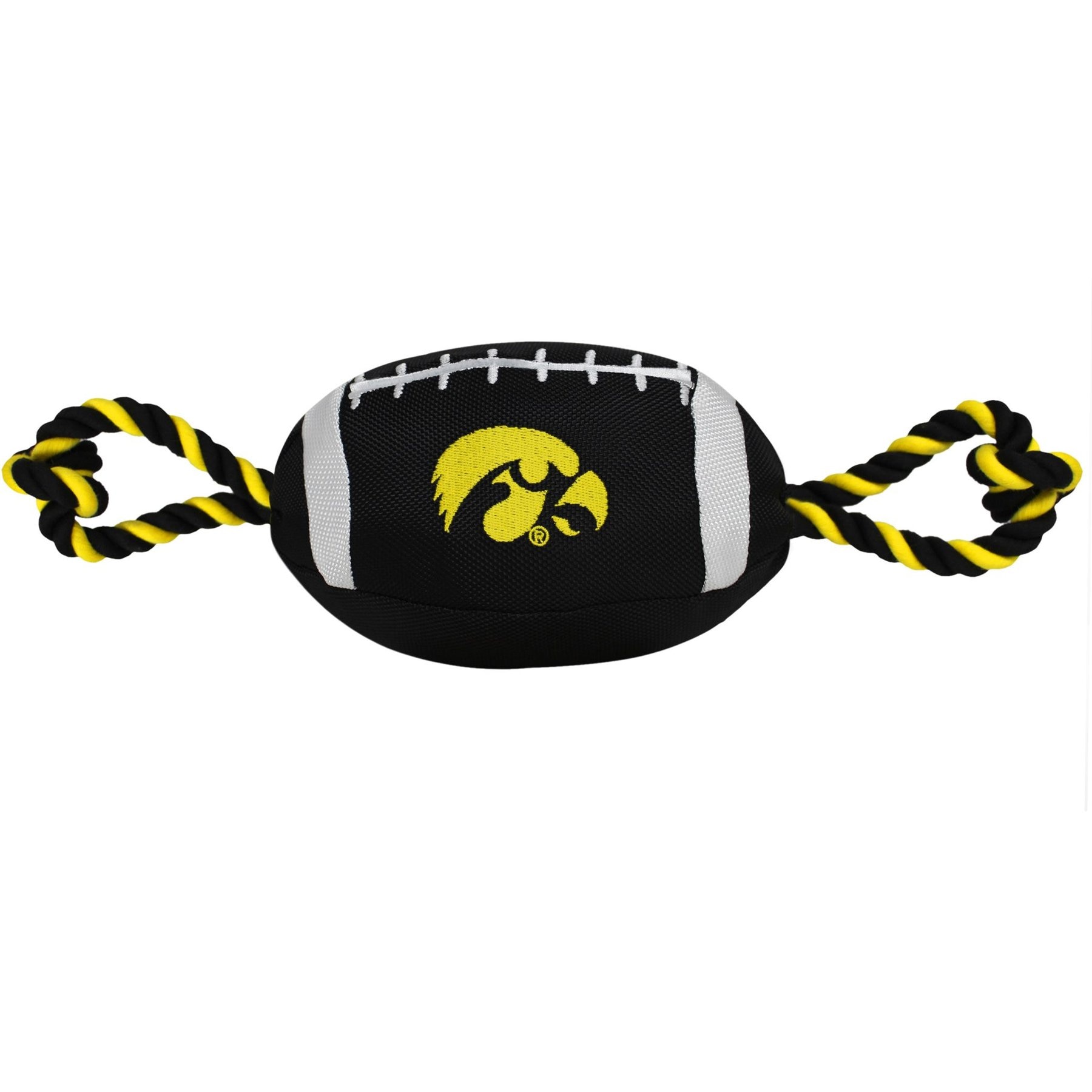 Pets First Nylon Football Tough Squeaky Dog Chew Toy, Iowa