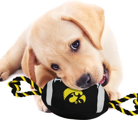 Show full view: Pets First Nylon Football Tough Squeaky Dog Chew Toy, Iowa slide 3 of 6