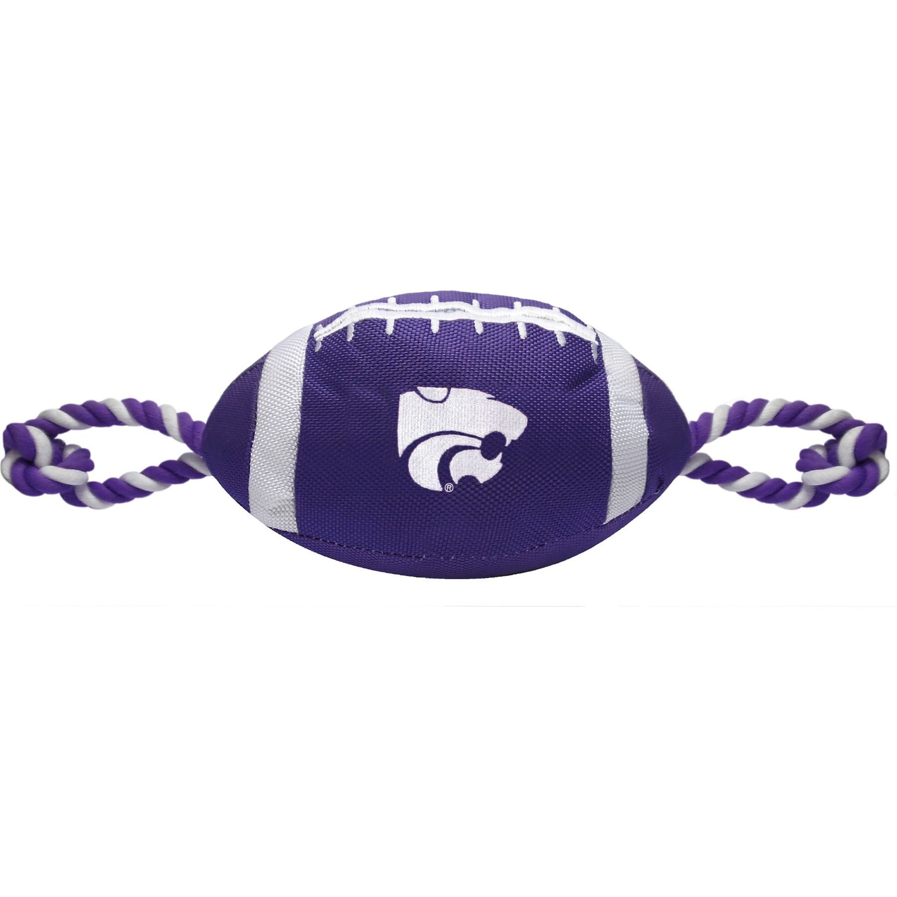 Pets First Nylon Football Tough Squeaky Dog Chew Toy, Kansas State